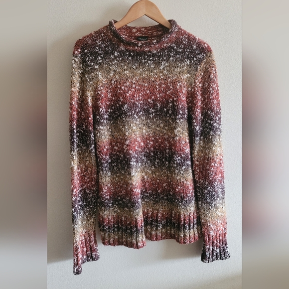 Tribal Sweaters - Tribal chunky roll neck oversized pullover sweater Women's XL warm colors